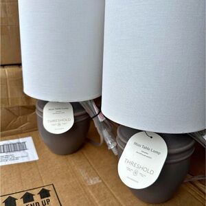 Threshold White and Gray Mini Table Lamps Set